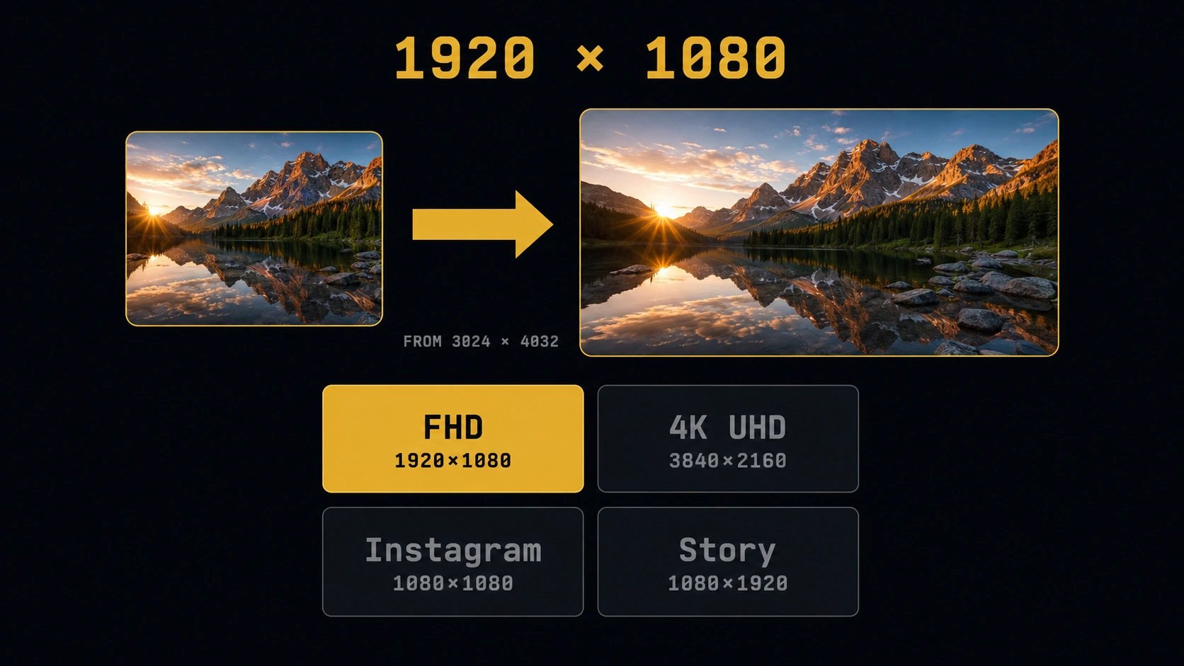 Pixel Resizer tool interface — preset sizes and exact pixel inputs